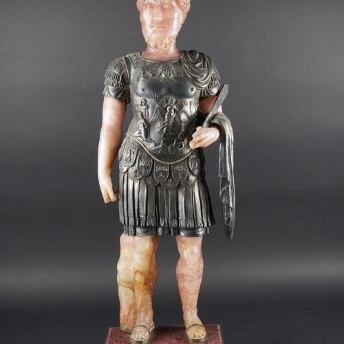 Lucius Verus en quartz rose et argent, d’aprés un antique conservé au Vatican, œuvre du Grand Tour.L