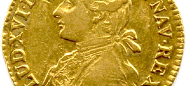 LOUIS XVI 1774-1793 Louis d&rsquo;or aux Palmes 1774 A = Paris. Gad 358 (8,12 g) Type rare.